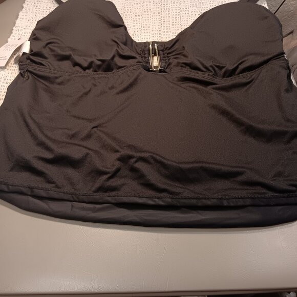 Time and Tru women's plus size rich black swim tankini top sz 3X / 24W - 26W NWT - Picture 8 of 15